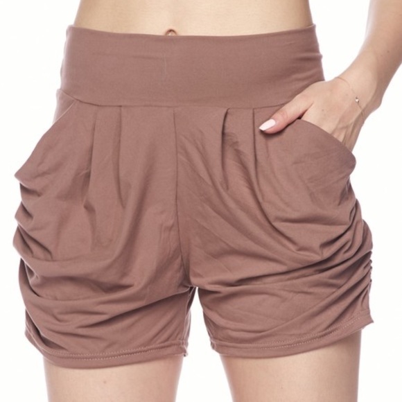 Black Only! High Waisted Wide Band Harem Shorts - Picture 8 of 16